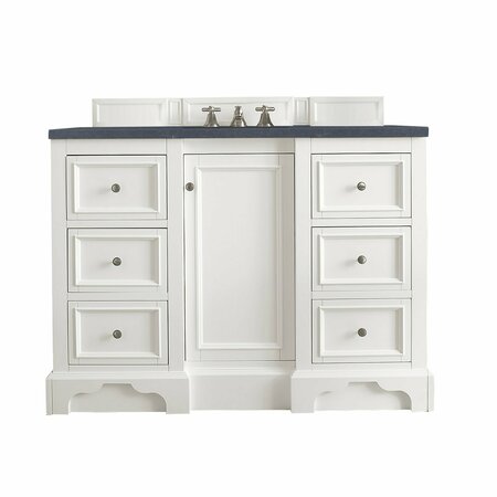 JAMES MARTIN VANITIES De Soto 48in Single Vanity, Bright White w/ 3 CM Charcoal Soapstone Quartz Top 825-V48-BW-3CSP